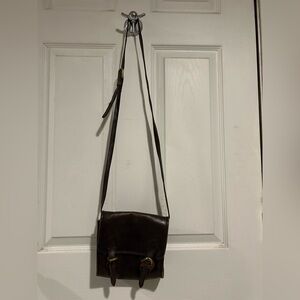 Dark Brown Leather Crossbody Bag
